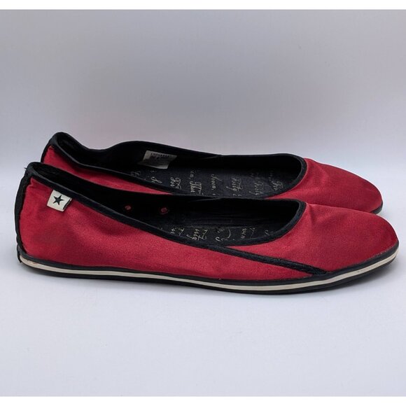 Converse All One Star Satin Red Ballet Flats Women’s Size 8 Chuck Taylor Shoes - Picture 2 of 8